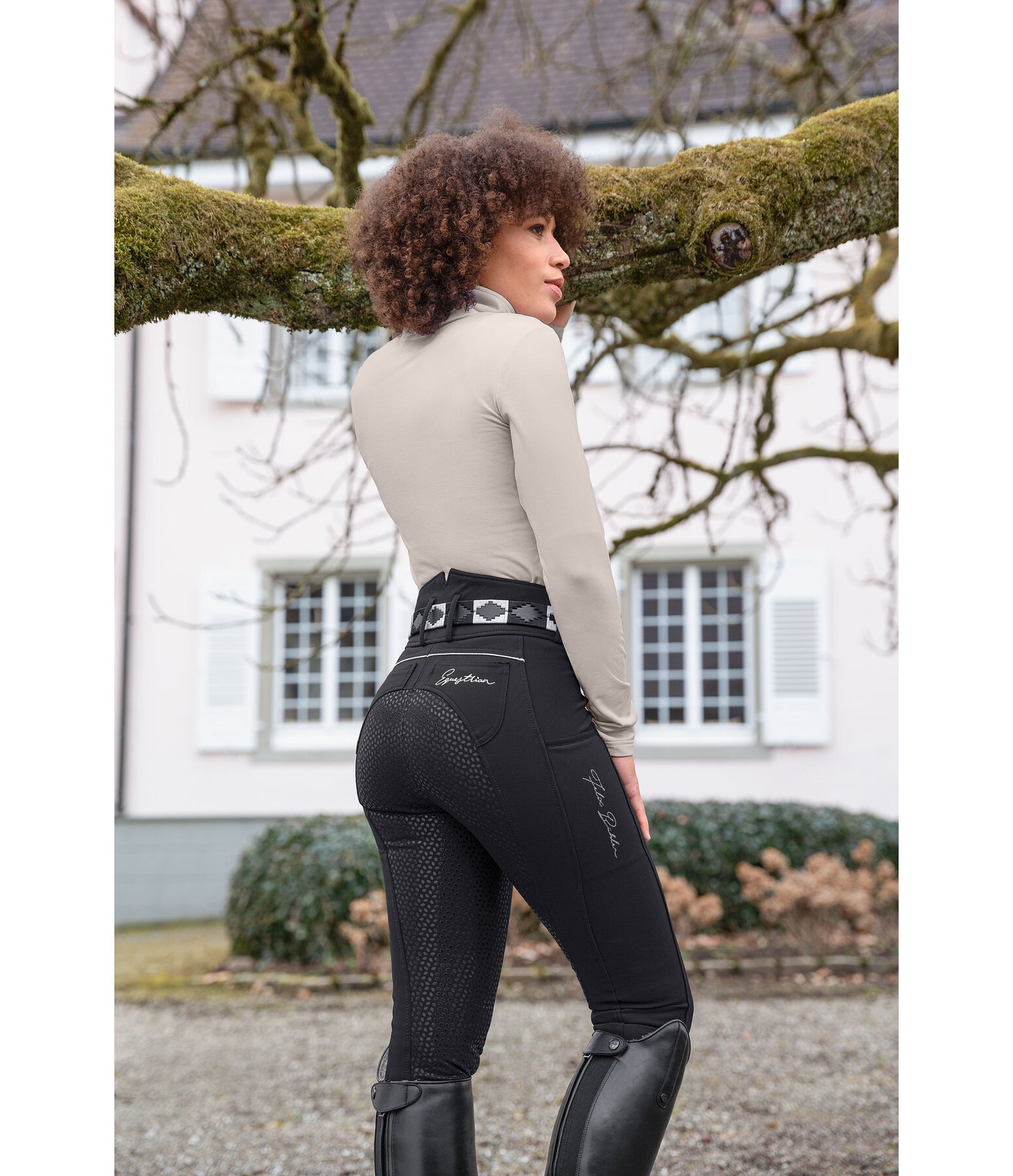 Pantaloni da equitazione termici pro a vita alta full grip Elodie