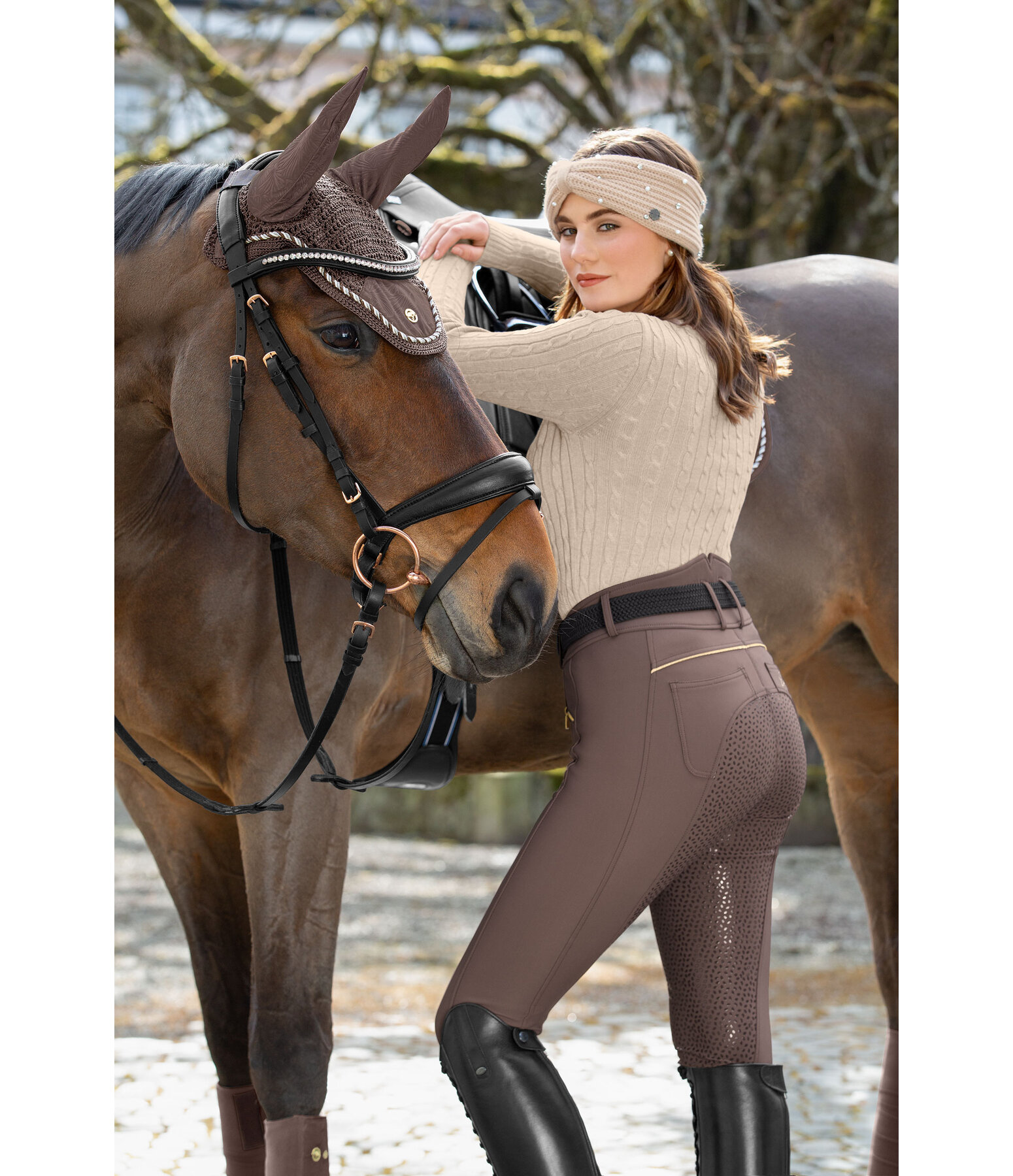 Pantaloni da equitazione termici pro a vita alta full grip Elodie