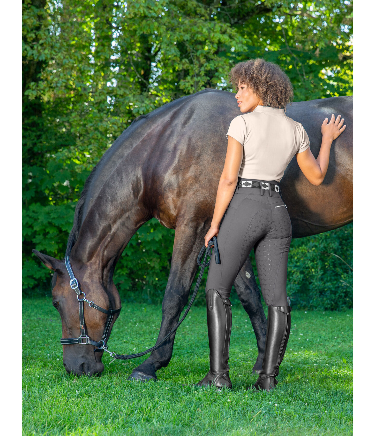 Pantaloni da equitazione full grip a vita alta comfort Tabea