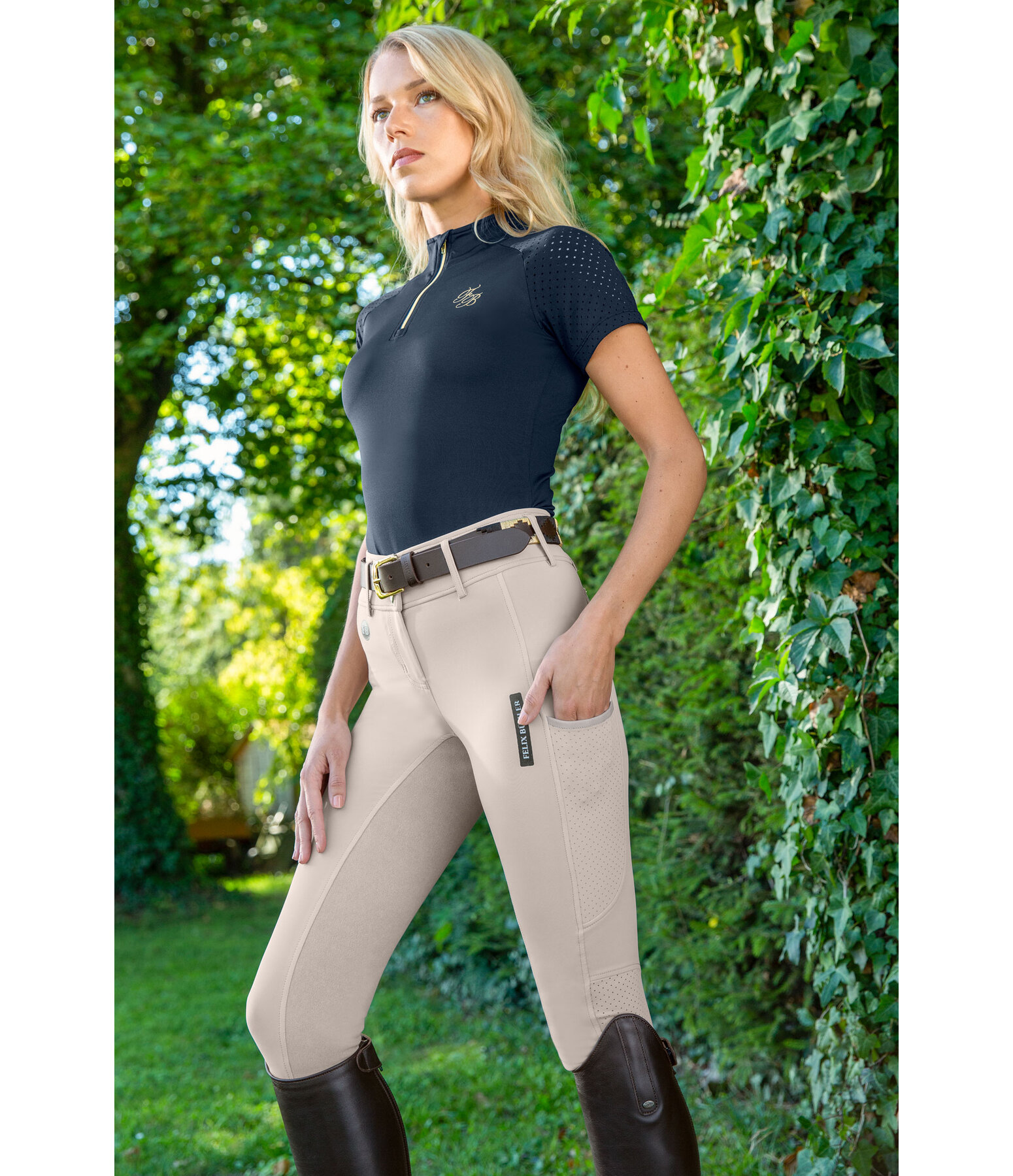 Pantaloni da equitazione hybrid estivi full seat Helen-Mesh