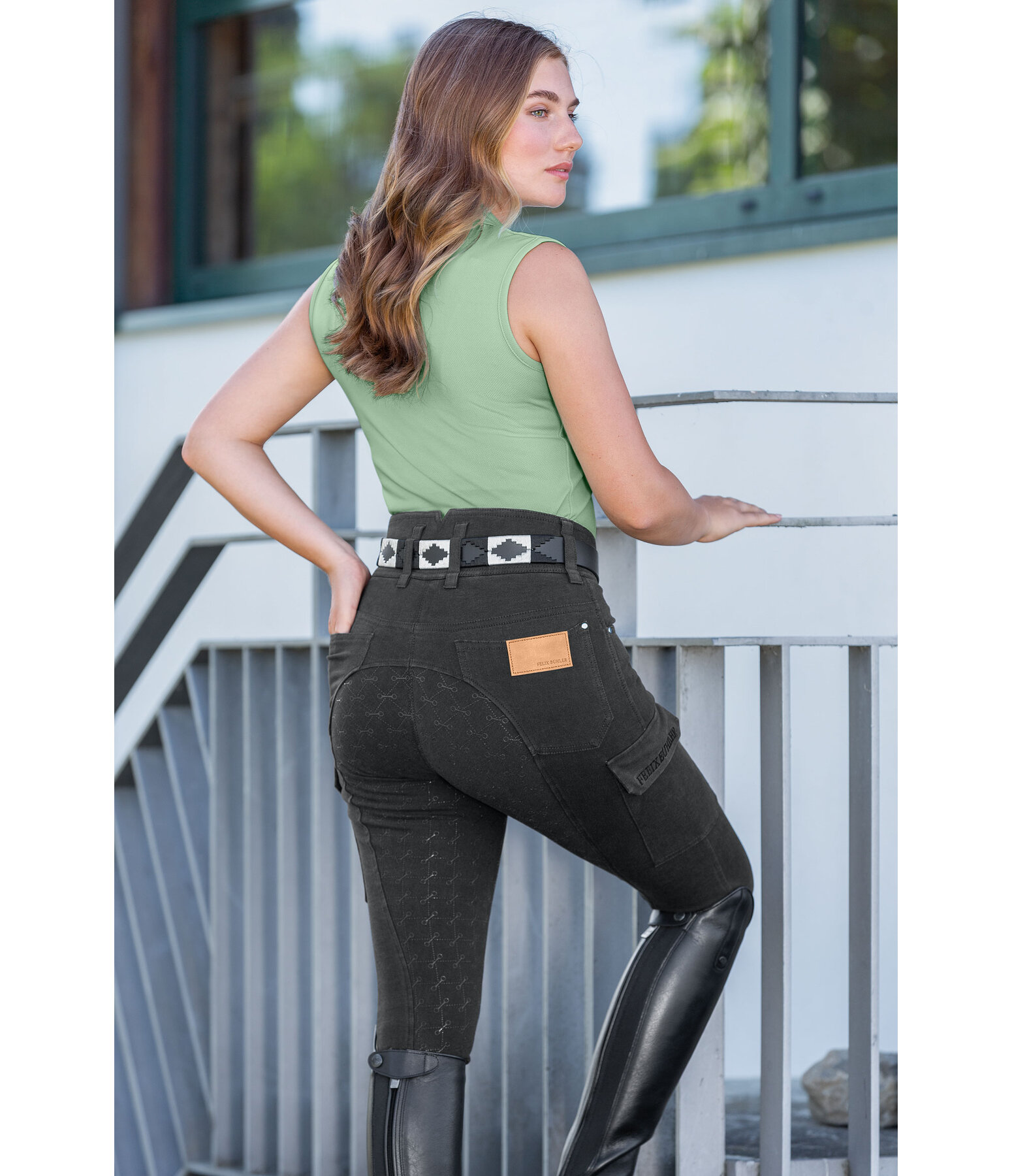 Jeans da equitazione full grip a vita alta Laura