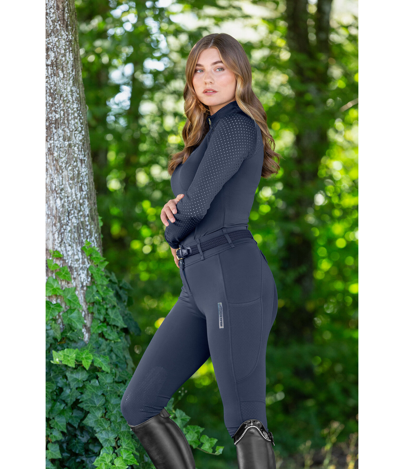 Pantaloni da equitazione hybrid con grip al ginocchio Mesh Romy