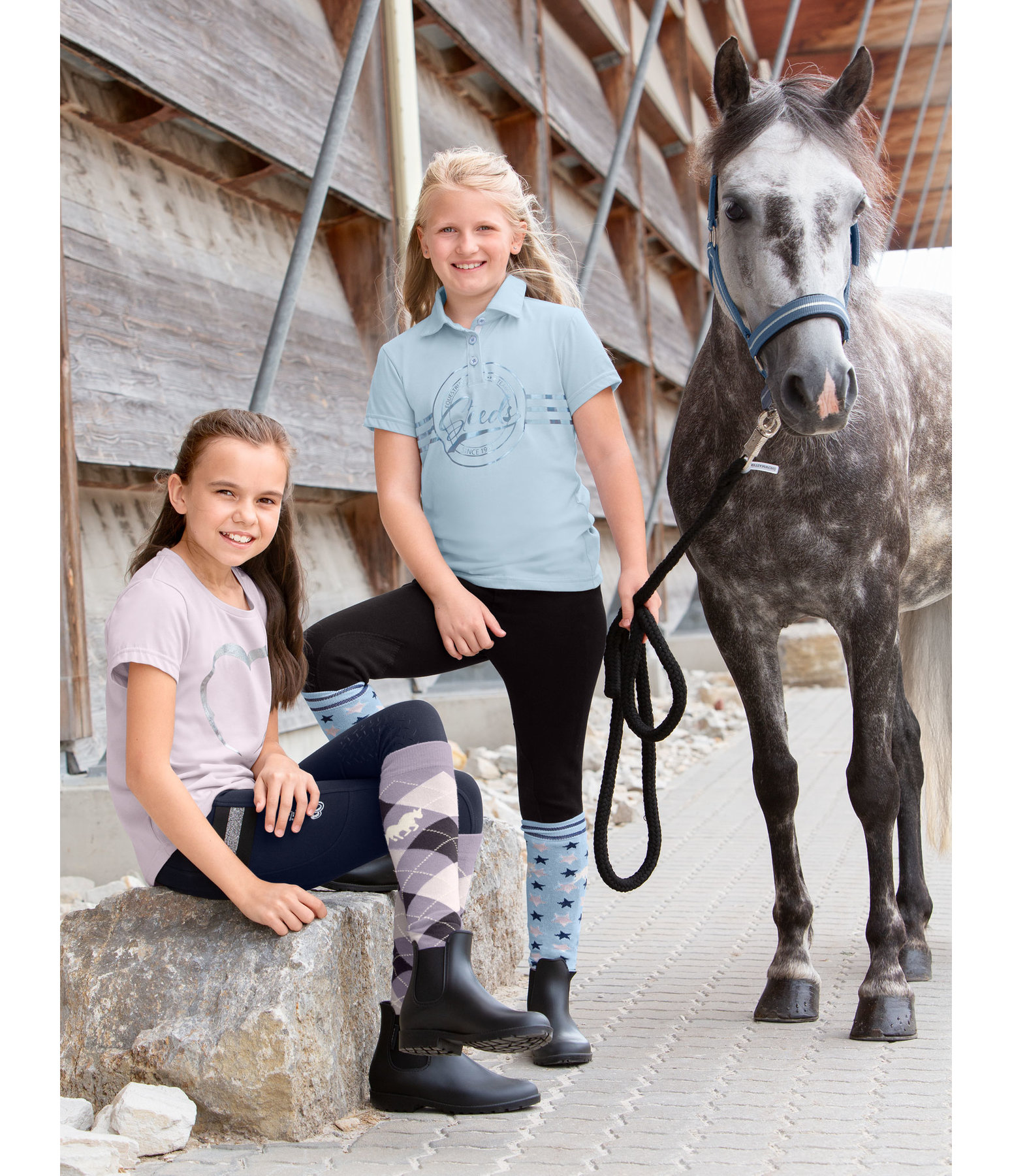 Leggings da equitazione con grip al ginocchio per bambini Alisha