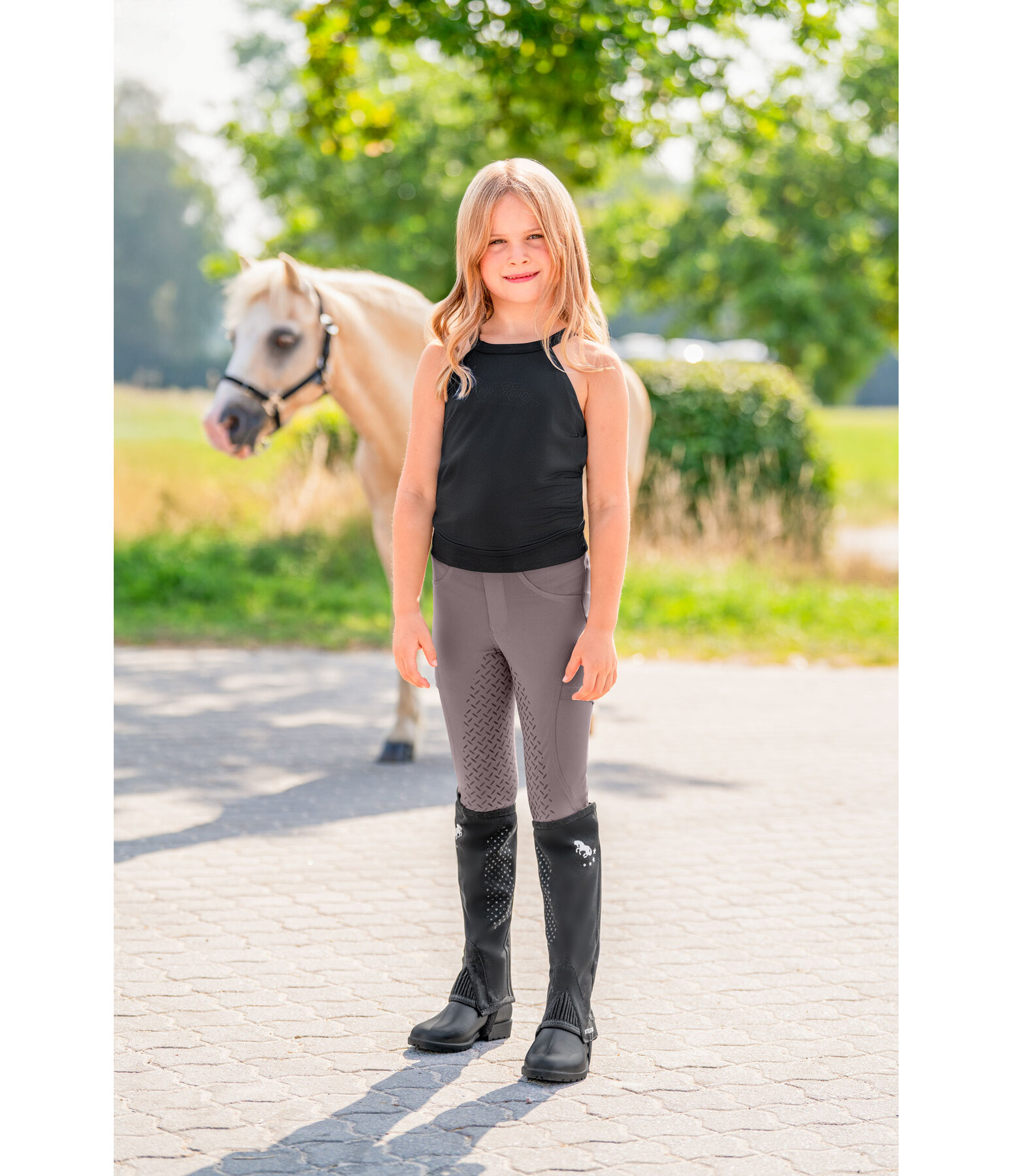 Leggings da equitazione hybrid full grip per bambini Eloise