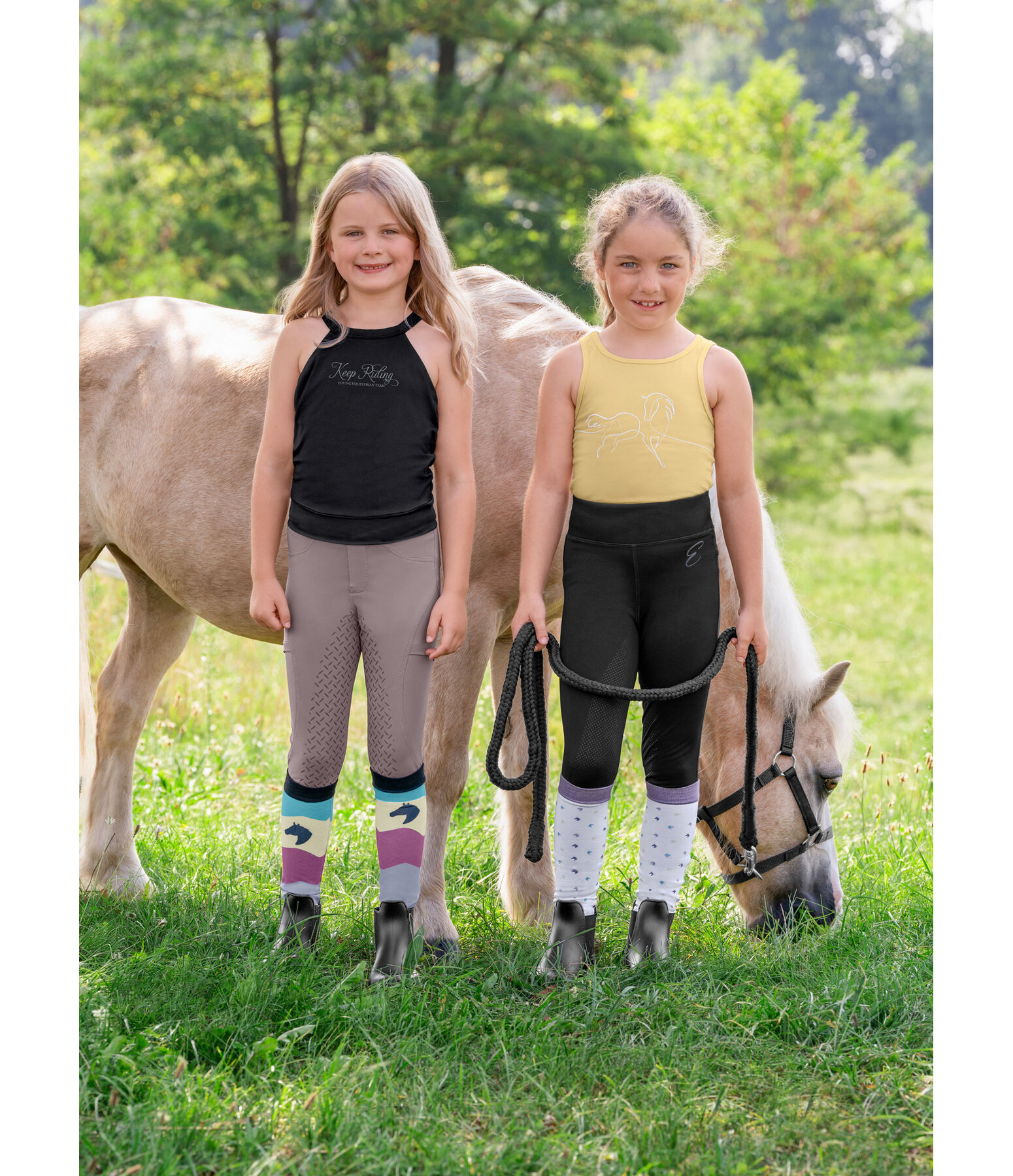 Leggings da equitazione hybrid full grip per bambini Eloise