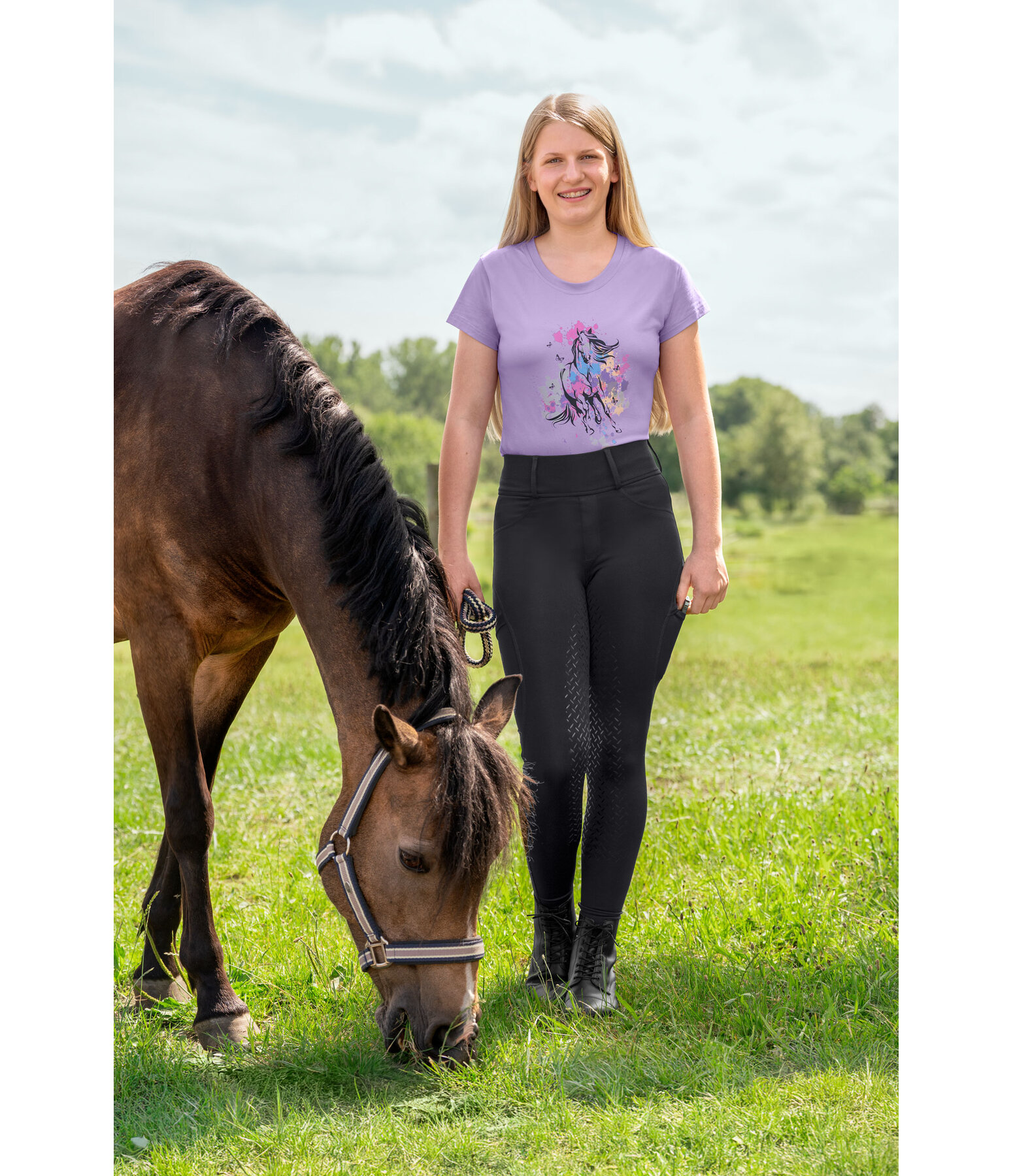 Leggings da equitazione hybrid full grip per bambini Eloise