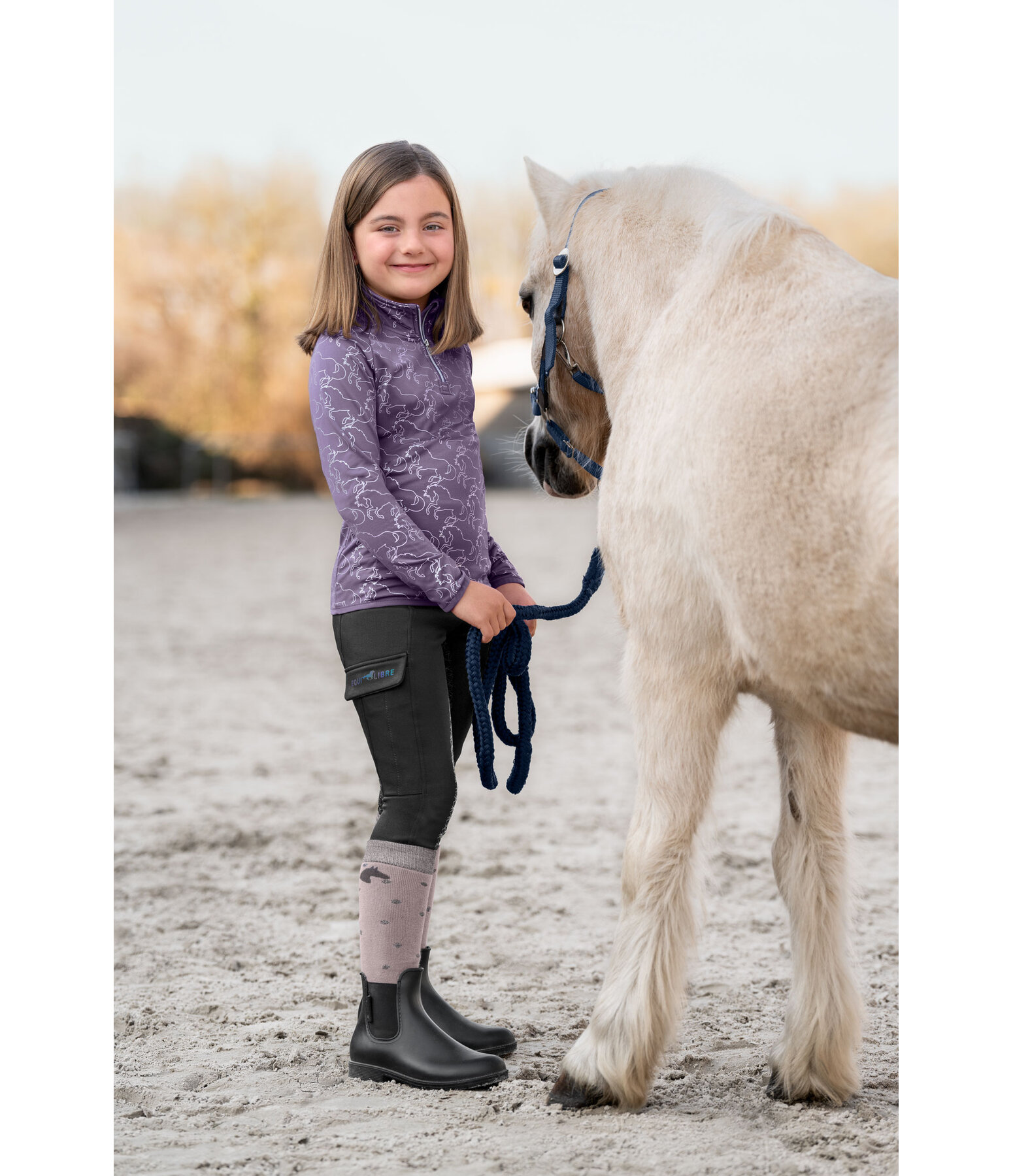 Equilibre Leggings da equitazione termici a vita alta per bambini Lio