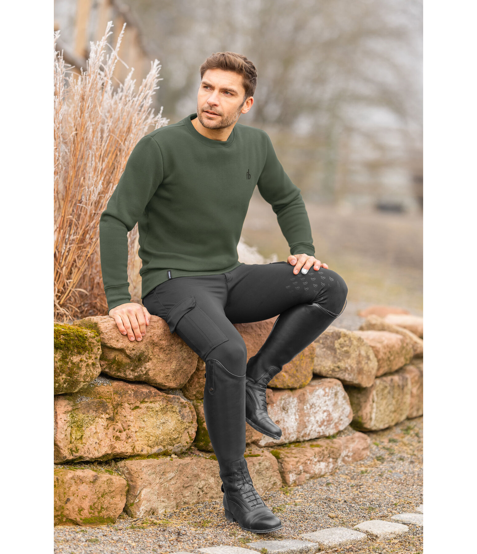 Pantaloni da equitazione hybrid da uomo con grip al ginocchio Georgia