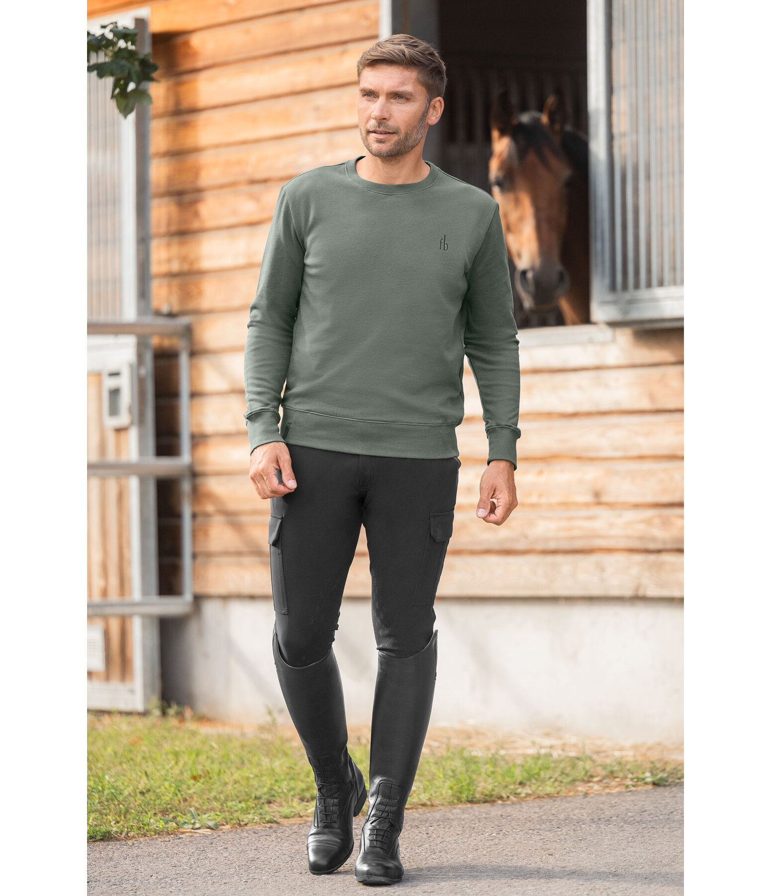 Pantaloni da equitazione hybrid da uomo con grip al ginocchio Lucas