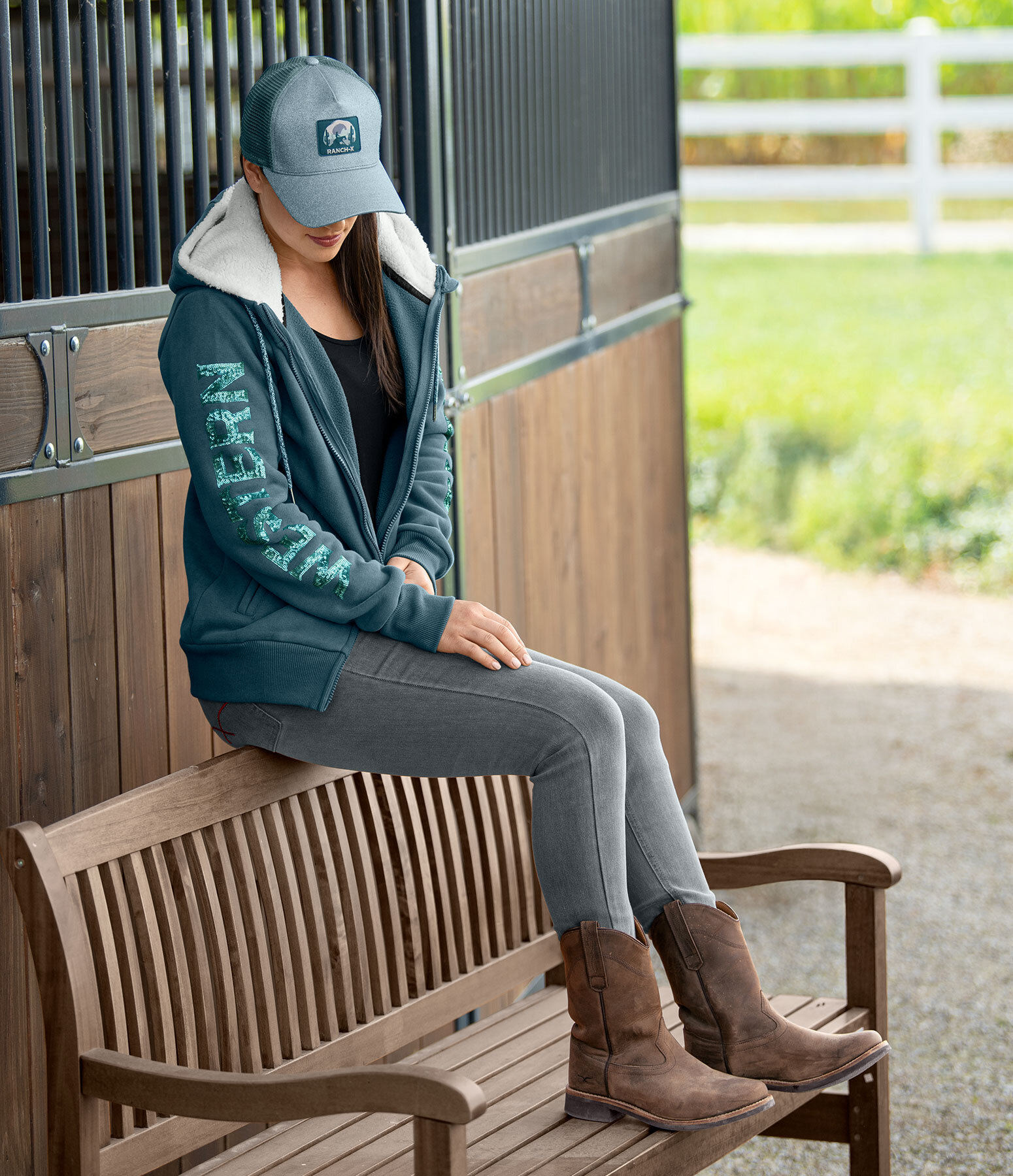 Outfit western Tammy in verde mare